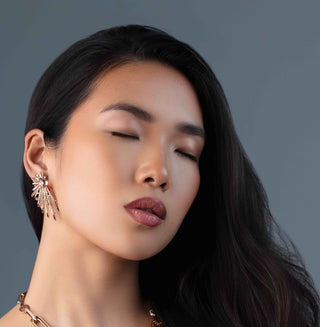 Boucles d'oreilles Nuit d'Eclats | Or rose, serties de tourmalines