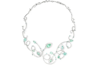 Collier Vol d'Abeille | Or blanc, 45 tourmalines Paraìba, 660 diamants