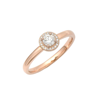 Bague fiancailles solitaire entourage en or sertie d'un diamant