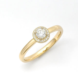 Bague fiancailles solitaire entourage en or sertie d'un diamant