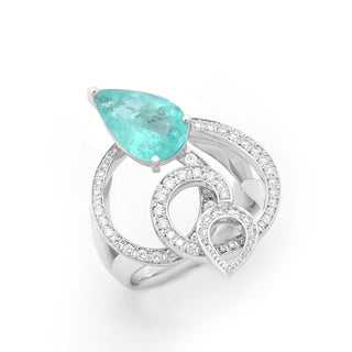 Bague Vol d'Abeille | Or blanc 750 et Tourmaline Paraiba