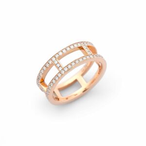 Bague or rose 750 et diamants