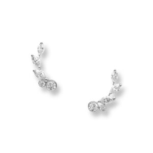 Boucles d'oreilles montantes en or blanc, sertie de diamant naturels