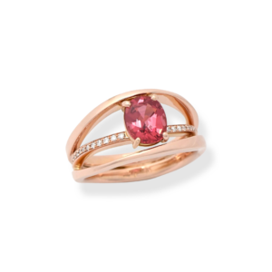 Bague Arceaux en or rose 750 et spinelle